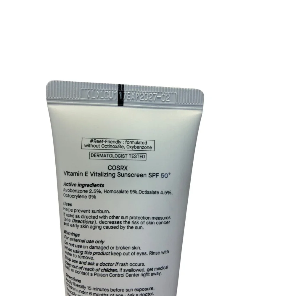 COSRX Vitamin E Vitalizing Sunscreen‎ SPF 50+ Broad Spectrum Tocopherol 1.69 oz